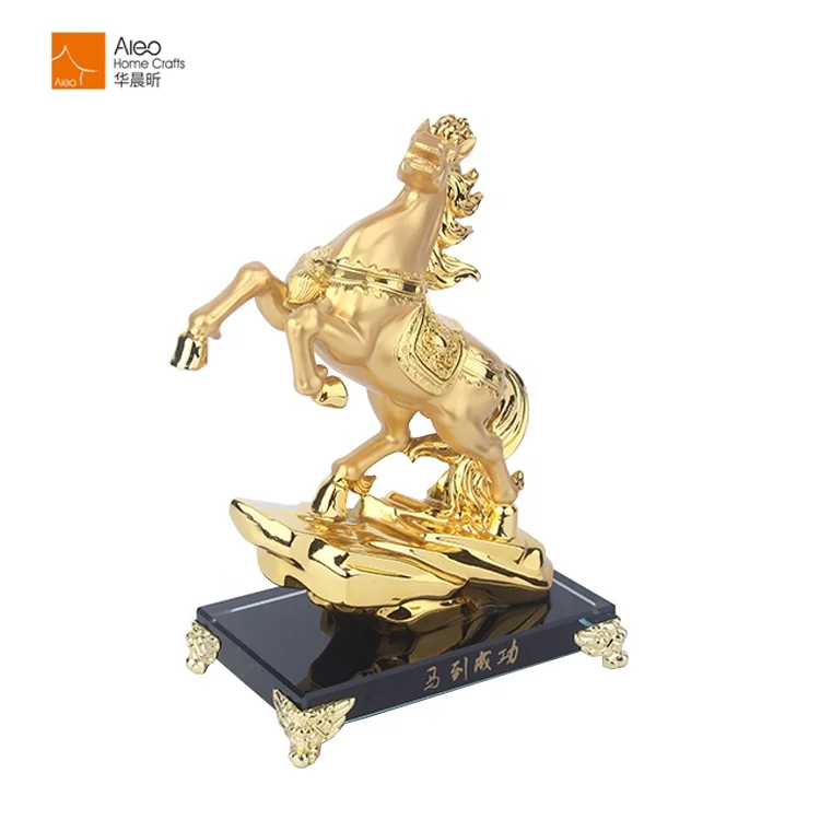 Handmade Craft Small Horse Golden Statue For Home Decoration