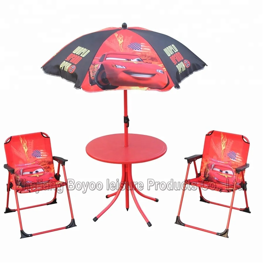 Popular Kids Outdoor Use plain colour portable folding table and chair garden patio set for kids