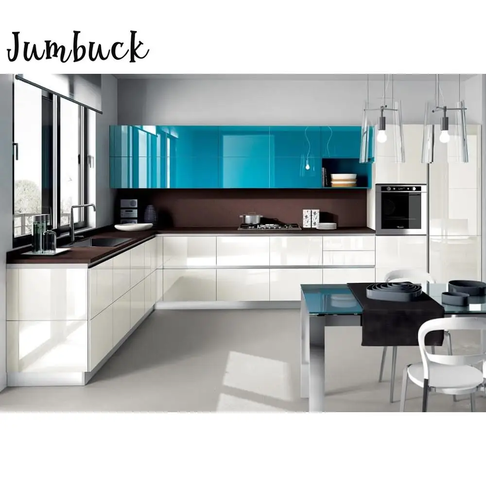 
blue modern lacquer kitchen cabinet with high gloss lacquer kitchen cabinet doors 