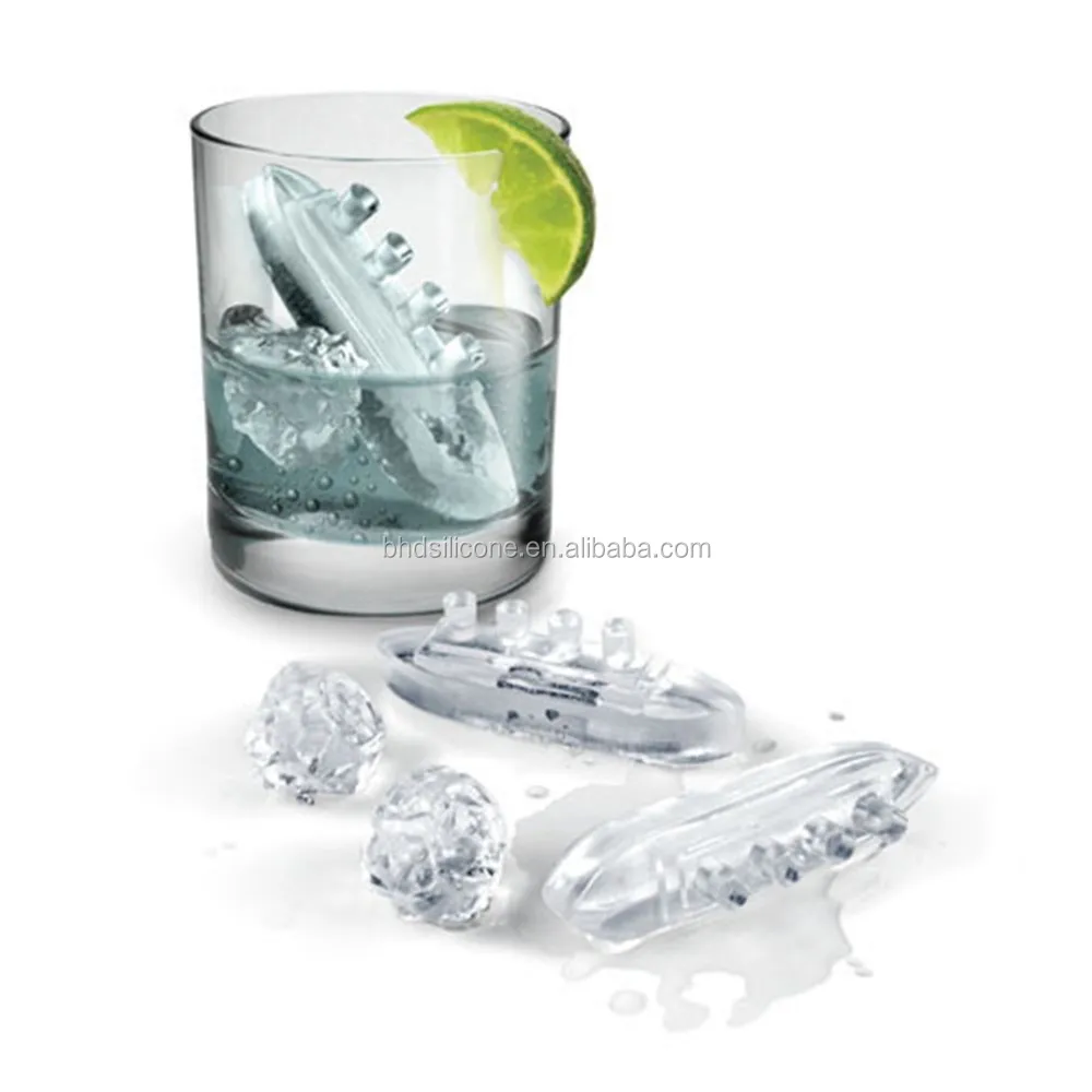 BHD 8 cavities latest design titanic ship toy shape fine Silicone ice cube mold