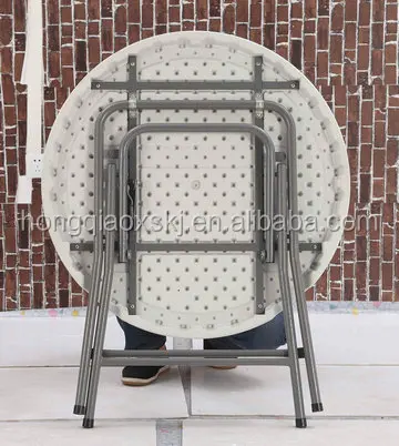 bar catering small round table/80*74cm regular outdoor cocktail table/outdoor folding HDPE table with steel frame strong designs