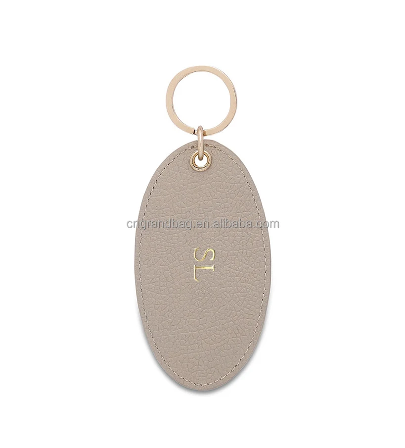 Handmade custom logo round key chain leather keychain