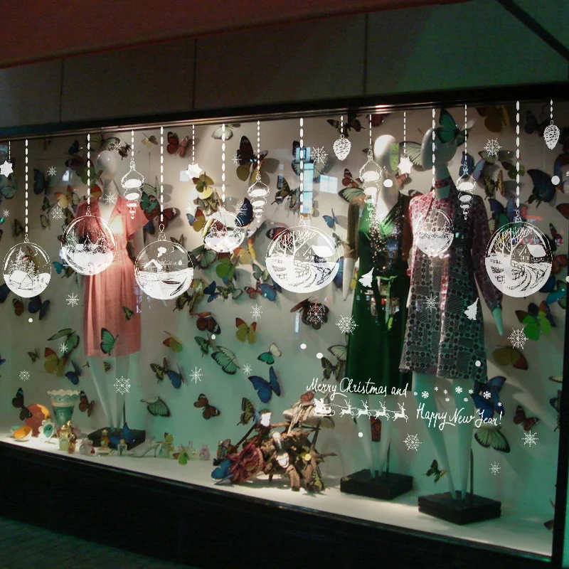 
YIYAO Christmas Clings Window Stickers Art DIY Tree Snowflake Wall Decal 