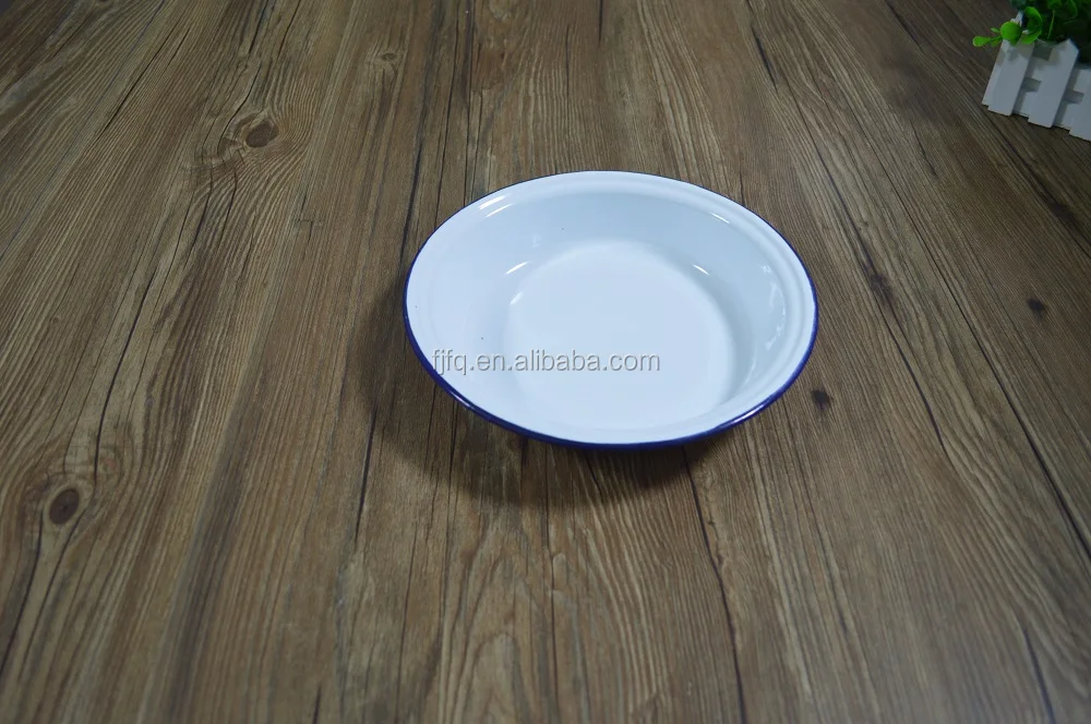 Metal Enamel Tableware Dinner Plate Cereal Plate Round Enamel Pie Dish