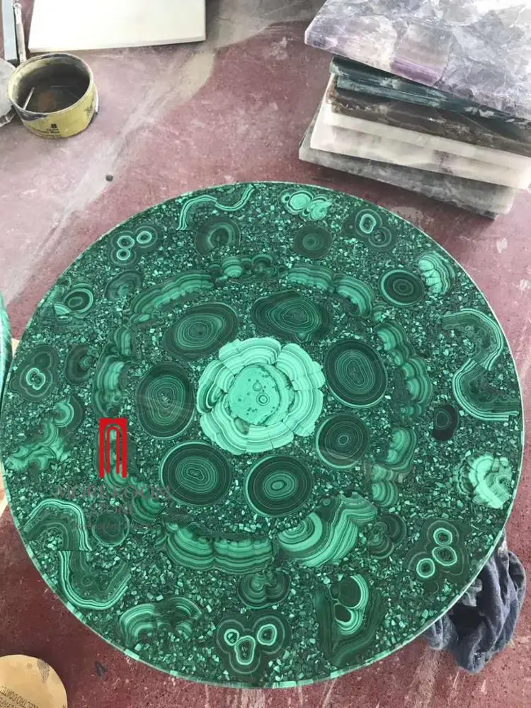 Natural Green Malachite Price Dining Round Table Top
