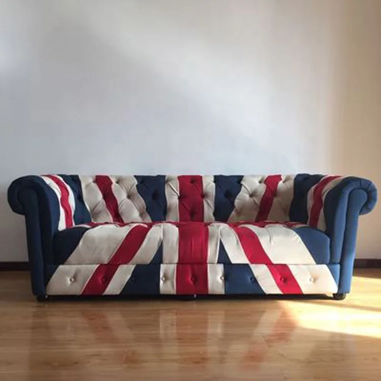 UNION JACK CHESTERFIELD TUFTED BUTTONED 2 SEATER PATCHWORK VELVET SOFA INSTOCK