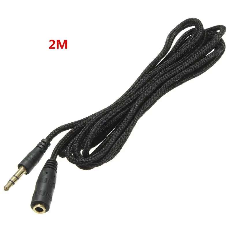 1.5m/2m/3m 3.5mm Jack Female to Male Earphone Headphone Stereo Audio Extension Cable Cord for Speaker Phone Nylon Wire