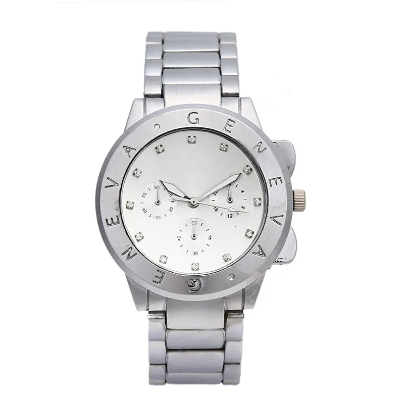 China manufacture high quality geneva quartz metal wrist watch  gold watch newest