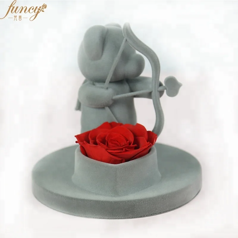 New Product Ideas 2018  Teddy Bear With Rose Valentine Day Gift Preserved Flower Rose Bear