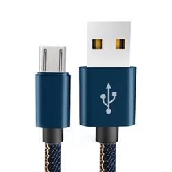 3FT/6Ft/10Ft  Wholesale Cheap Jean Denim Charger Data Micro USB Cable for Micro