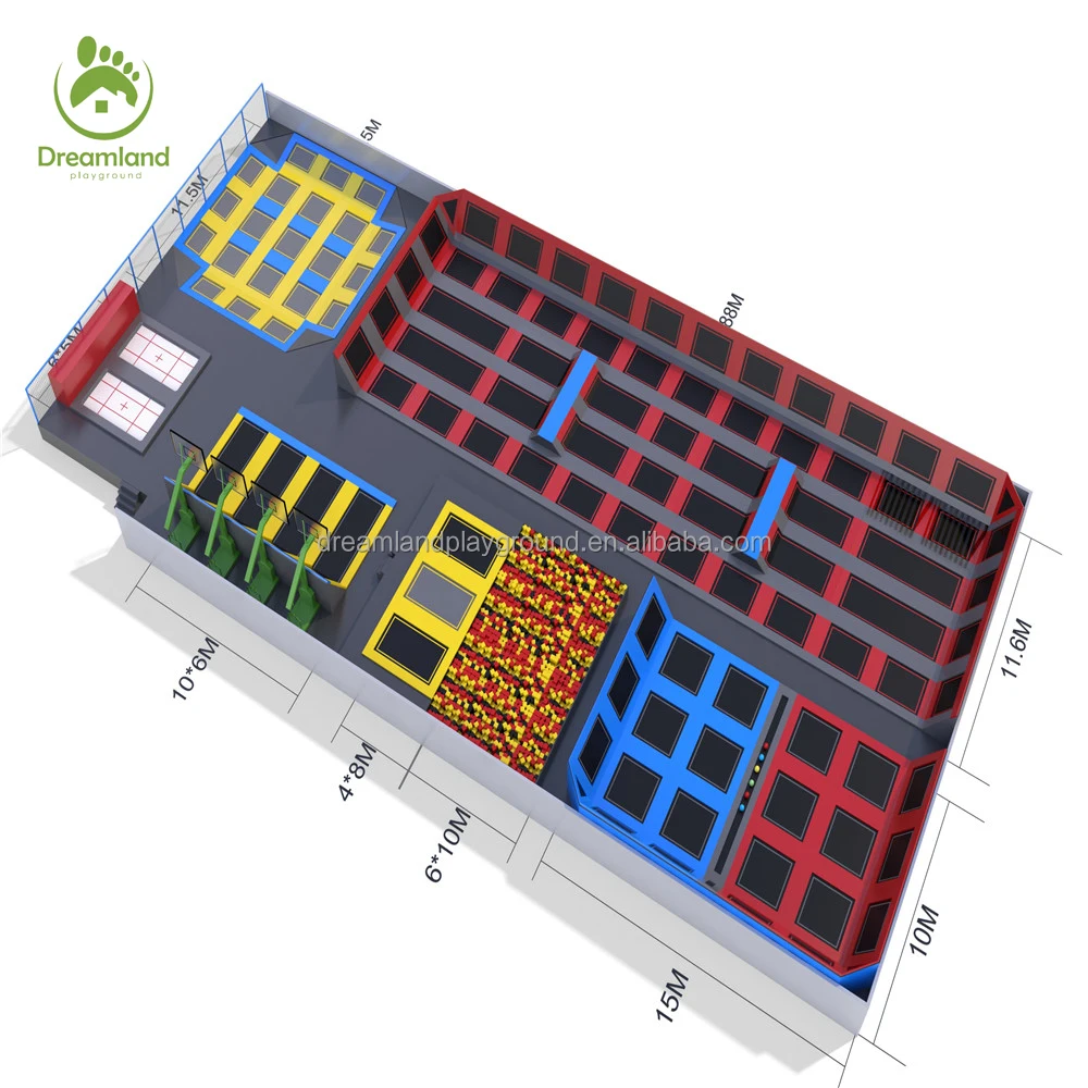Commercial Indoor Trampoline Arena, Parkour Free Jumping Trampoline Zone