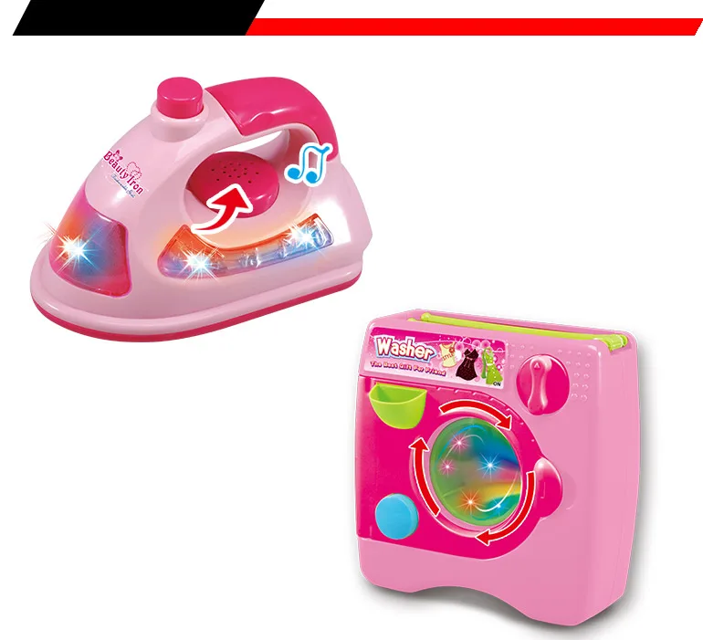 kids pretend play laundry set game girls toys house appliance electric iron washing machine toy with music light