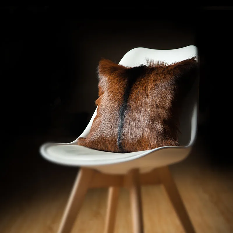 factory real goat fur pillows 40x40 square throw pillow with long curly hair