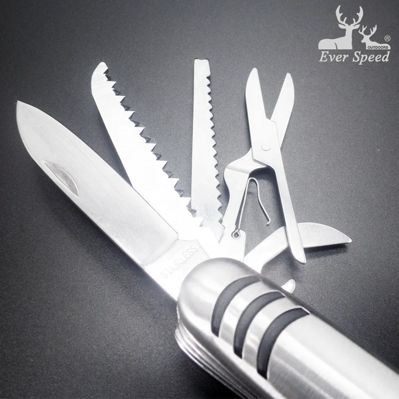 Swiss style Stainless steel folding multifunctional camping knife