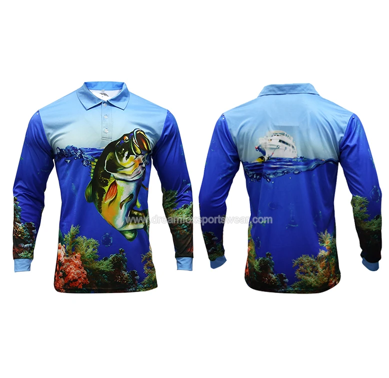 customized button fishing shirts sublimated fishing shirts uv protection quick dry polyester fishing shirts long sleeve