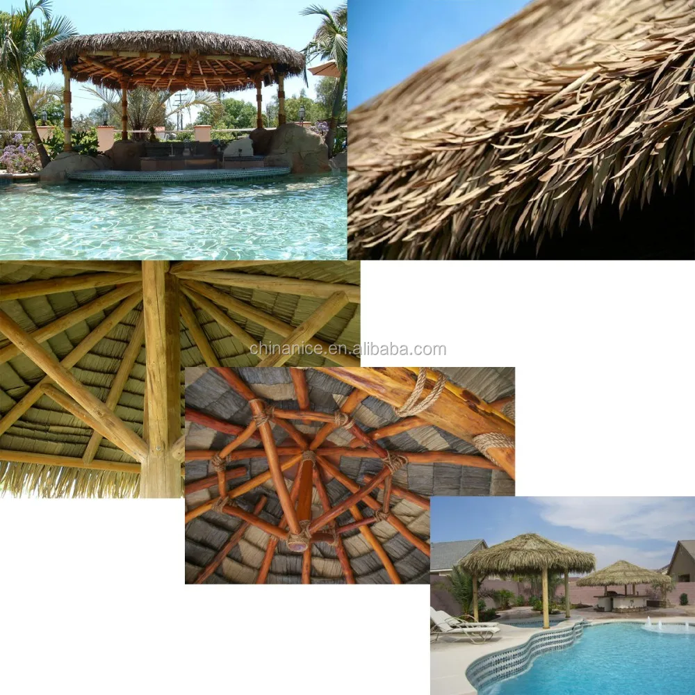 Recyclable anti-UV fireproof plastic artificial synthetic thatch rolls