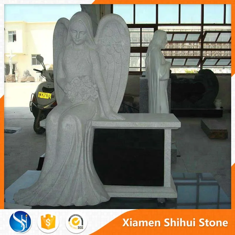 Door to door China funeral black granite angels monument and headstones
