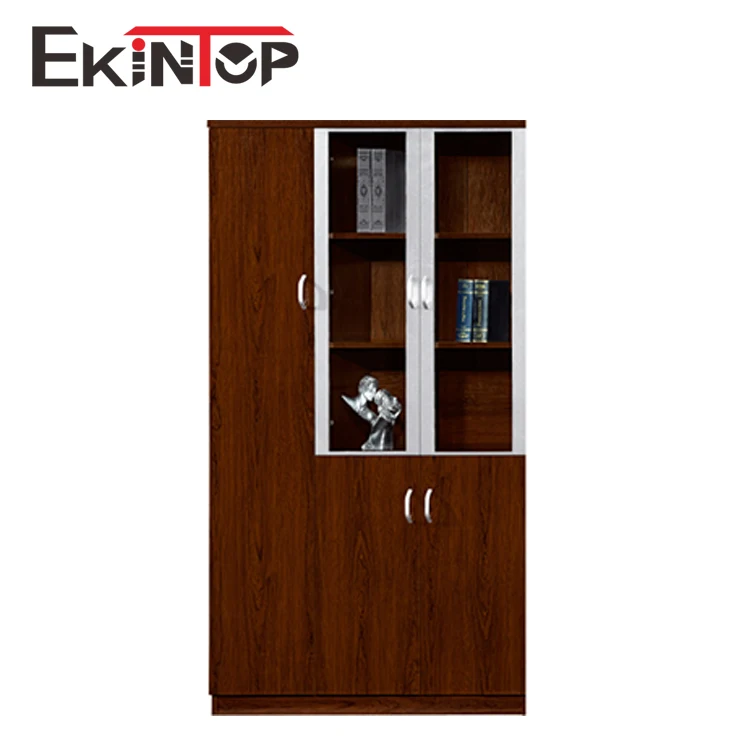 Ekintop antique chinese cheap home library 3 door office furniture bookcase wood book cabinet shelves with study table