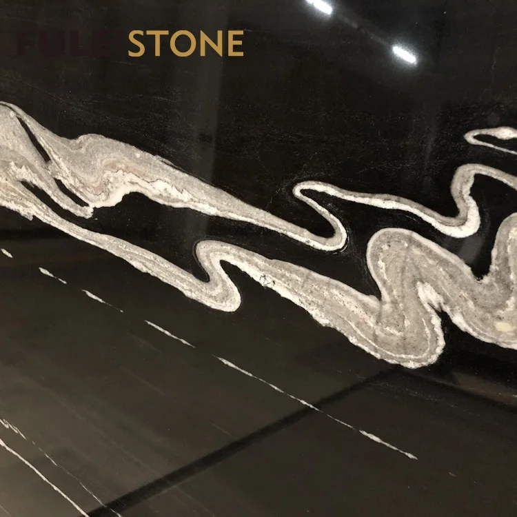 
High End Building Material Polished Natural Black Horse Granite Big Slabs 