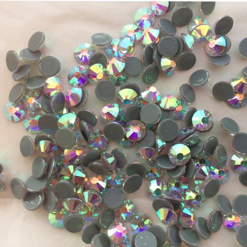 2058hf crystal AB ss10 Manufacturer top quality shiny crystal AB color hot fix rhinestones with strong glue back
