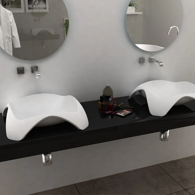 SM-8344 Unique shape bathroom wash hand basin, special solid surface washbasin