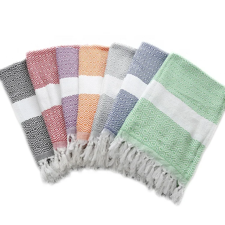 
Large Size Jacquard Turkish Peshtemal Beach Blanket Oversize 100% Cotton Beach Towel Microfiber Tassels Turkish Towel Fabric 