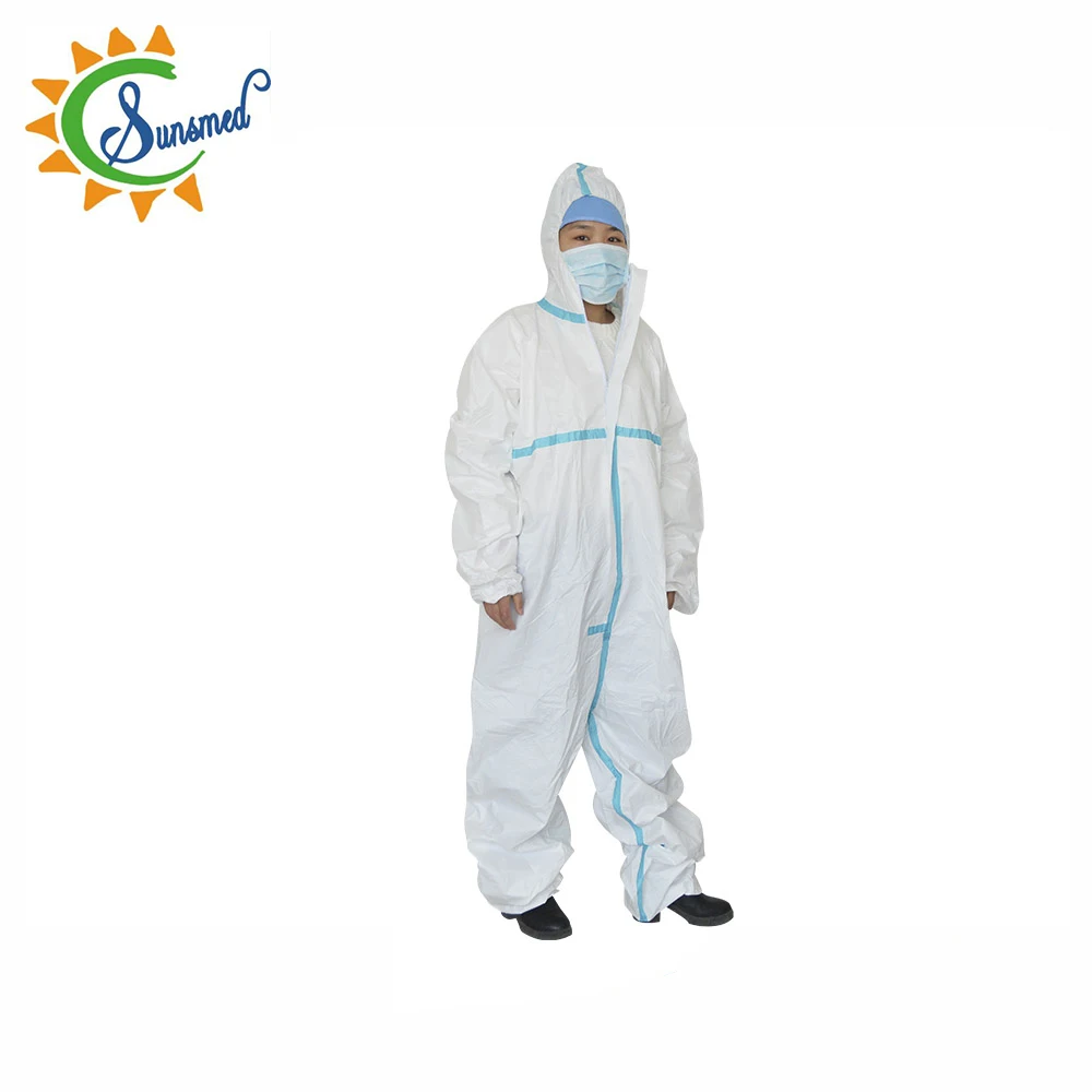 disposable nonwoven breathable film protective coverall disposable work overalls disposable coverall with hood