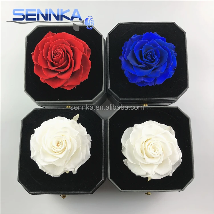 Wholesale Long Life Natural Artificial Flower Big Rose Box 9-10cm Preserved Rose Head for Gift