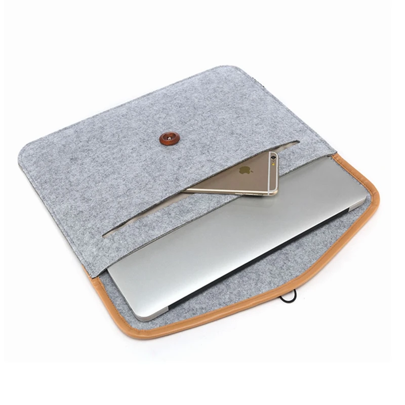 Felt Laptop Sleeve Bag Handle Notebook Computer Case Pouch with Accessories Holder