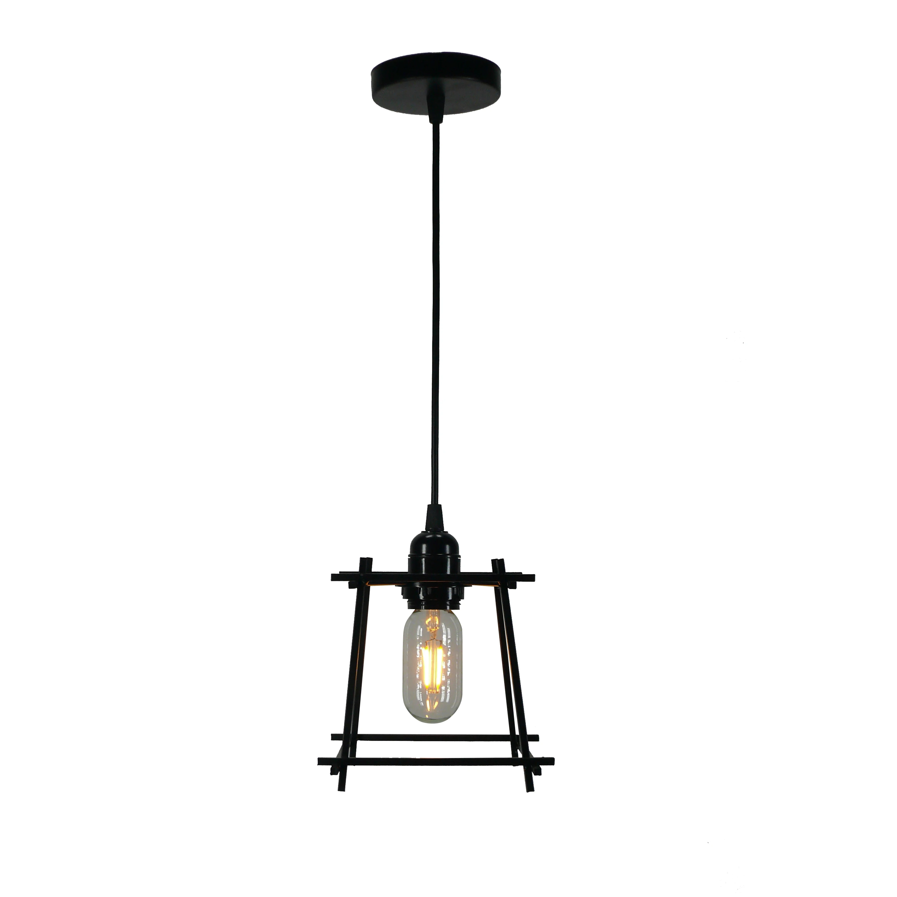 Iron metal pendant lamp black industrial vintage light wire lampshade