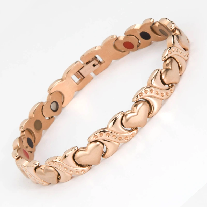 Magnetic stainless jewelry heart amega bio pure energy blood pressure women magnetic bracelet