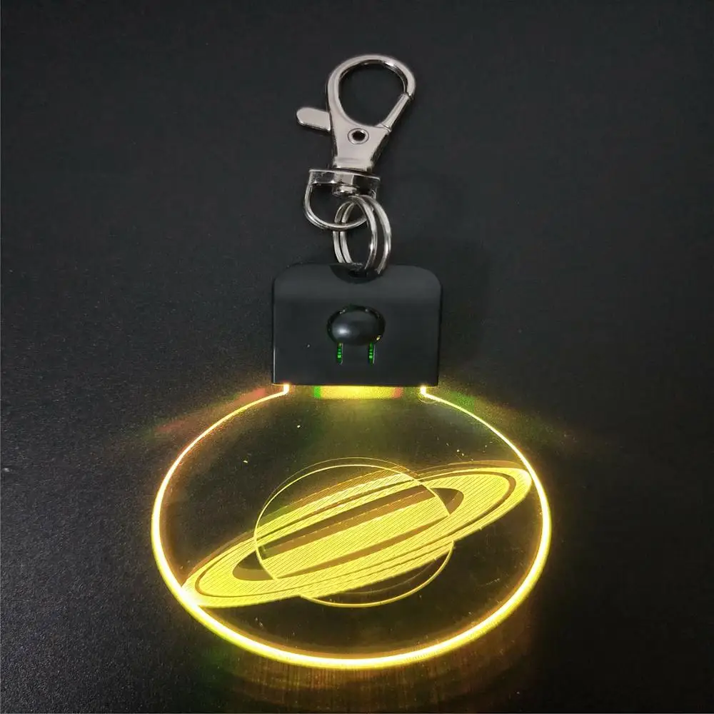 
Custom Round Shape Key Organizer LED Color Flashing Planet Design Unique Keychains Creative 3D Mini night Light 