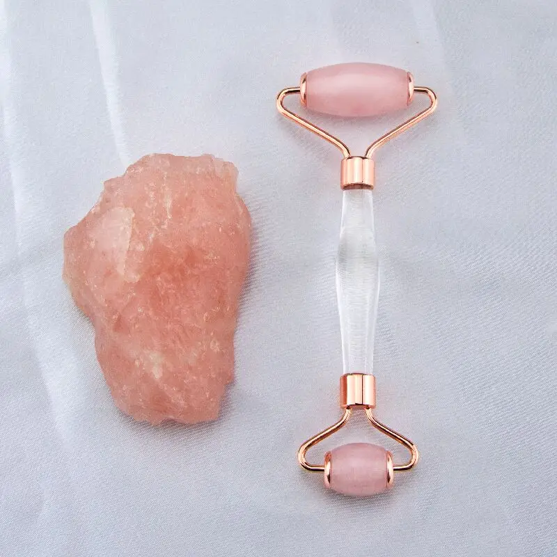  Newest and Hot selling Pink Crystal Message Roller Facial Rose Quartz Massage