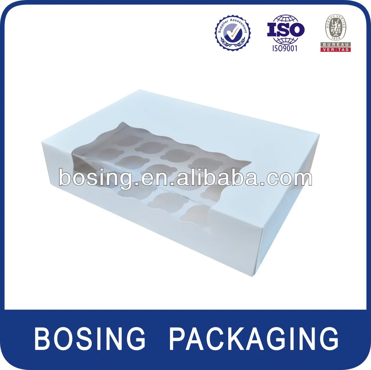 Белый простые кекс коробка со вставками и windown