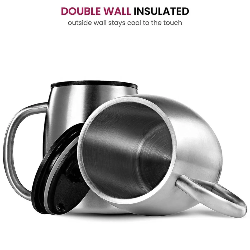 
14oz Double Wall Vacuum Insulated Metal Stainless Steel Coffee Beer Barrel Mugs with Handle Barrel-Shaped Camping Water Mugs 