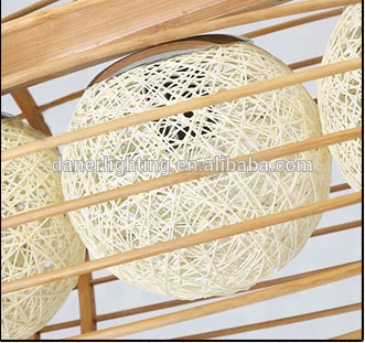 Bamboo shade Decoration Chandelier Lamps Fixtures fish rattan suspension hanging pendant lights
