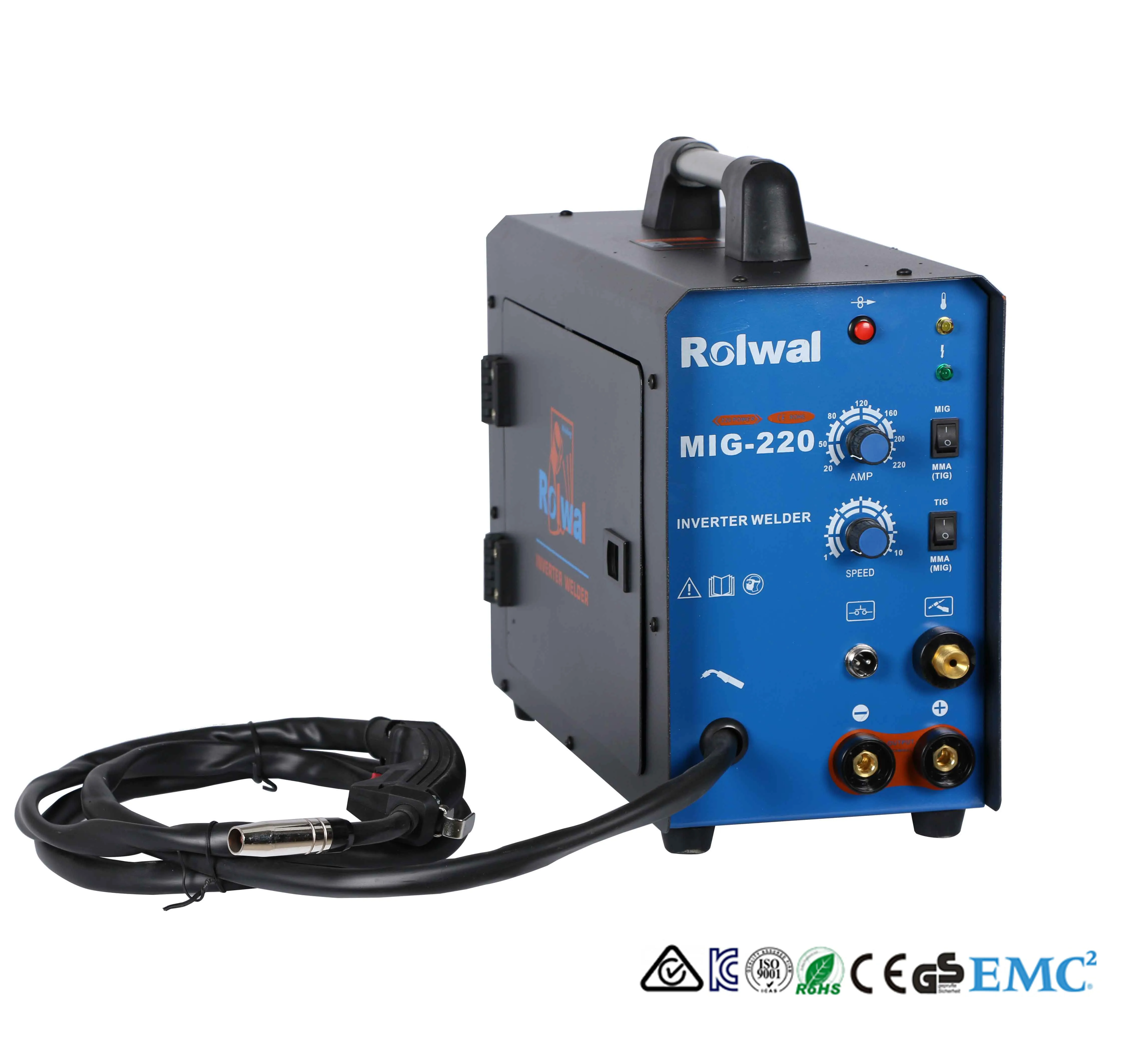 Rolwal MAG/MMA/TIG/MIG220 4 in1 Multi-function IGBT Inverter DC Welding Machine Inversor Soldadoras Maquina de Solda 110/220V