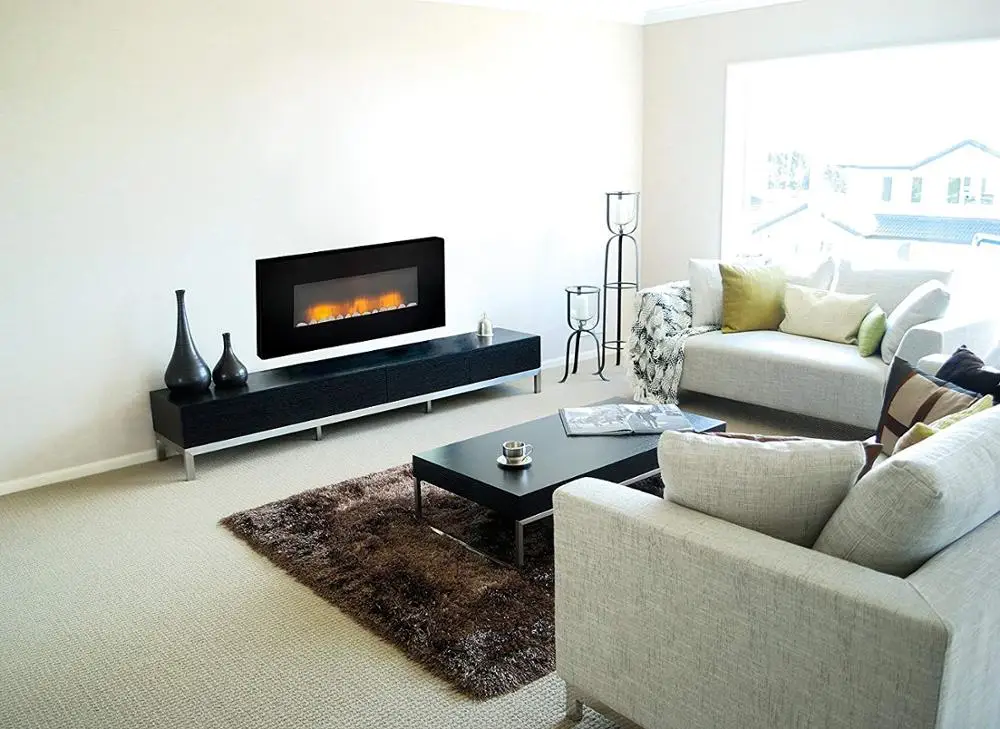 37 inch wall hanging electric wall mounted fireplace heater with remote control