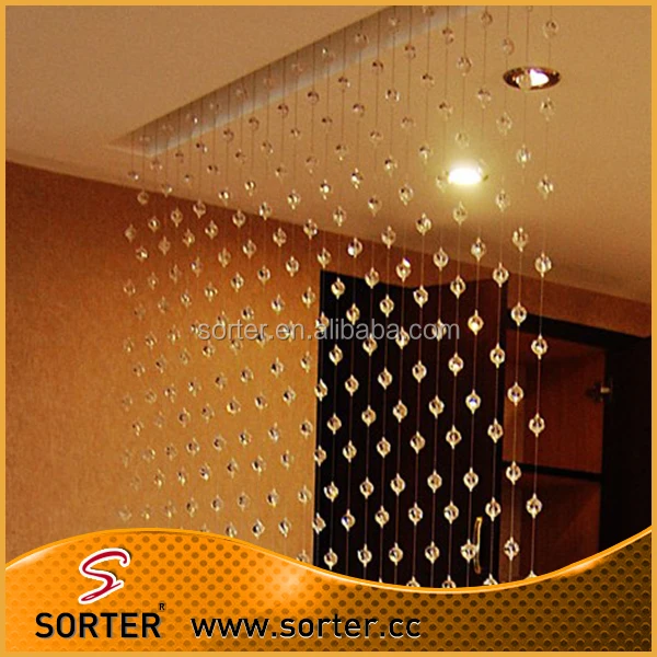 Transparent decorative roll ball crystal bead curtain for room lighting decoration, dividers, visual trearments