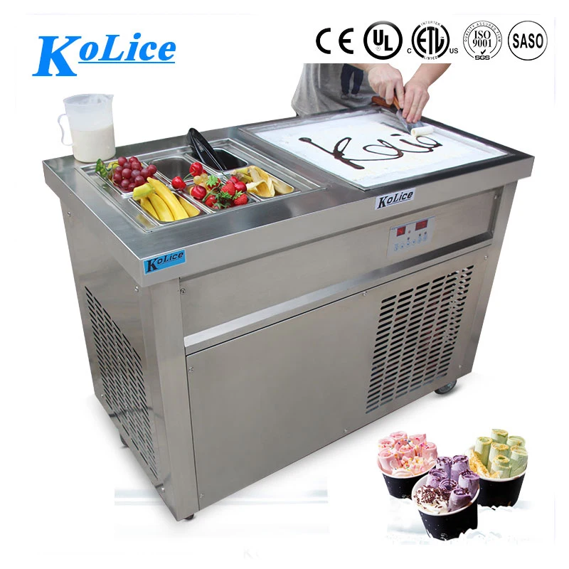 thai style single flat pan fried ice cream machine