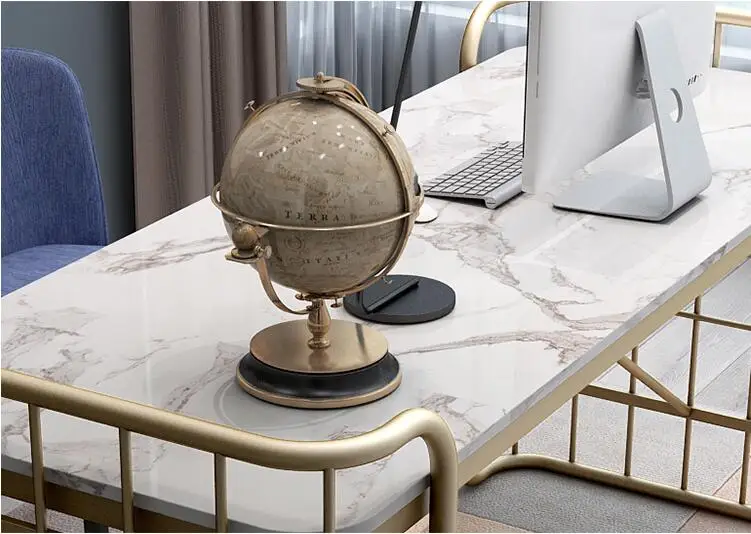 Style concise easy clean  metal legs side table  luxury marble computer table