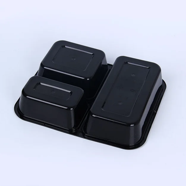 3 compartment disposable plastic bento lunch box with lid