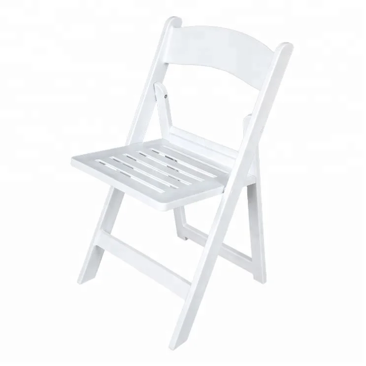 top quality white wedding resin folding chair with slat seat