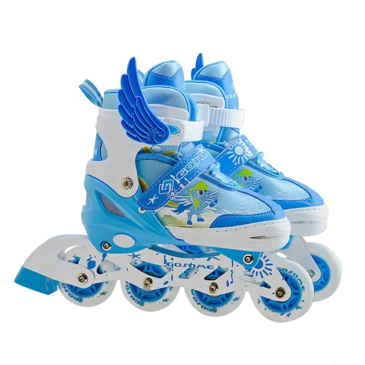 wholesale manufactory  inline skates blue color detachable roller skates fairytale style inline skate with wings