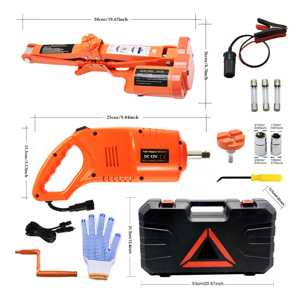 
China supplier different jacks 5 ton easy car 5T 45CM scissor jack & Electric wrench suit 