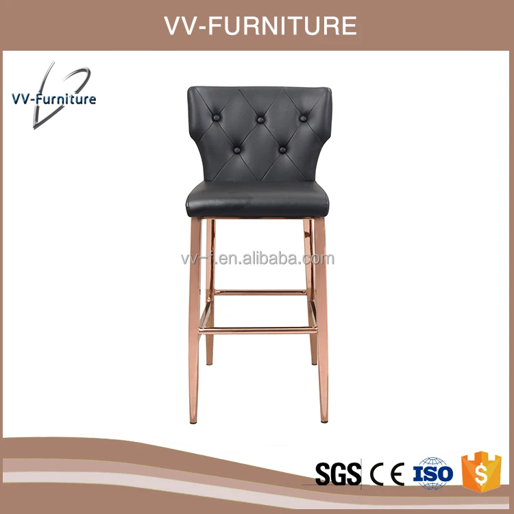 
high back leather seat bar chair gold 
