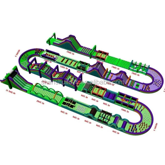 Factory Price outdoor amusement park Boot Camp Adult giant wipeout inflatable obstacle course for sale