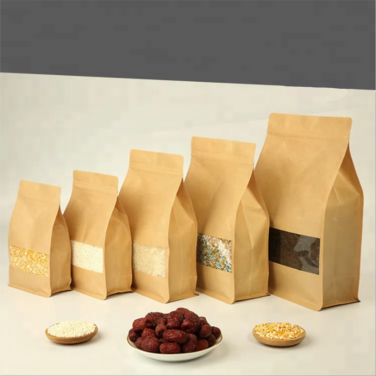 Wholesale logo customized coffee packaging paper bag food paper packaging bags brown kraft paper bag