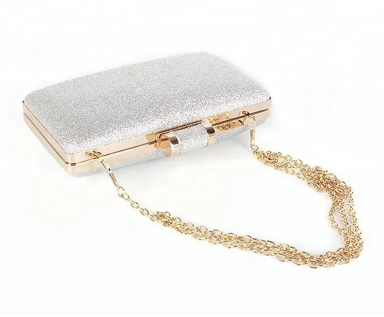 Classy glitter clutch bag luxury ladies evening bags with chain