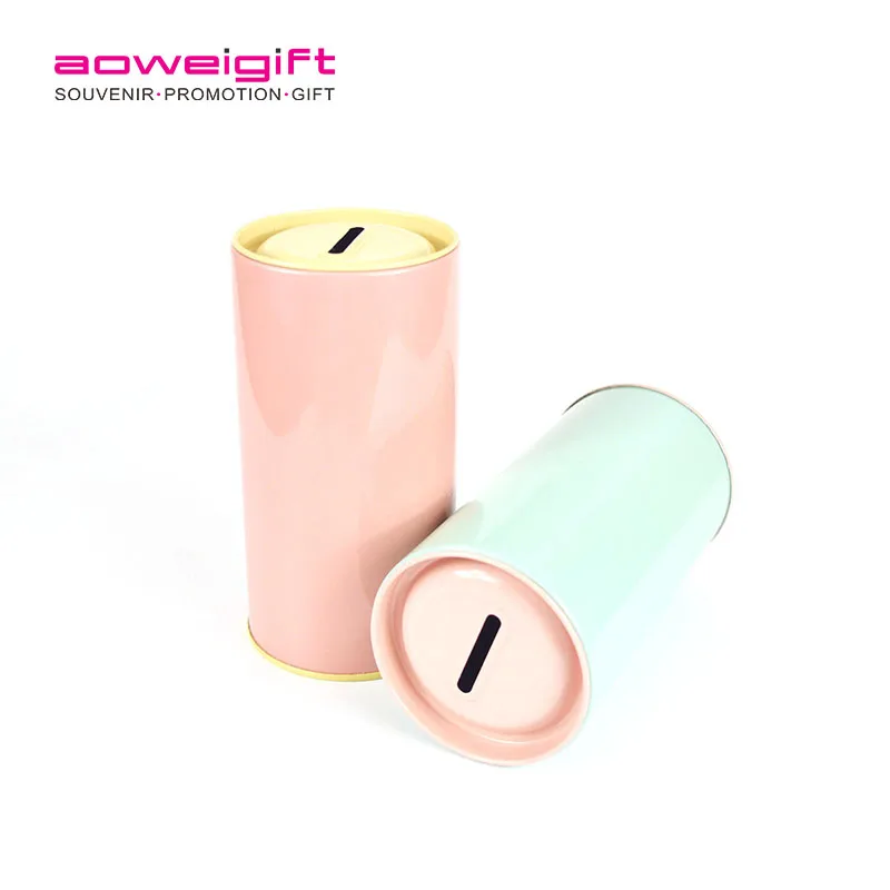 New style Coin Pots Multicolor Cylindrical tin piggy bank